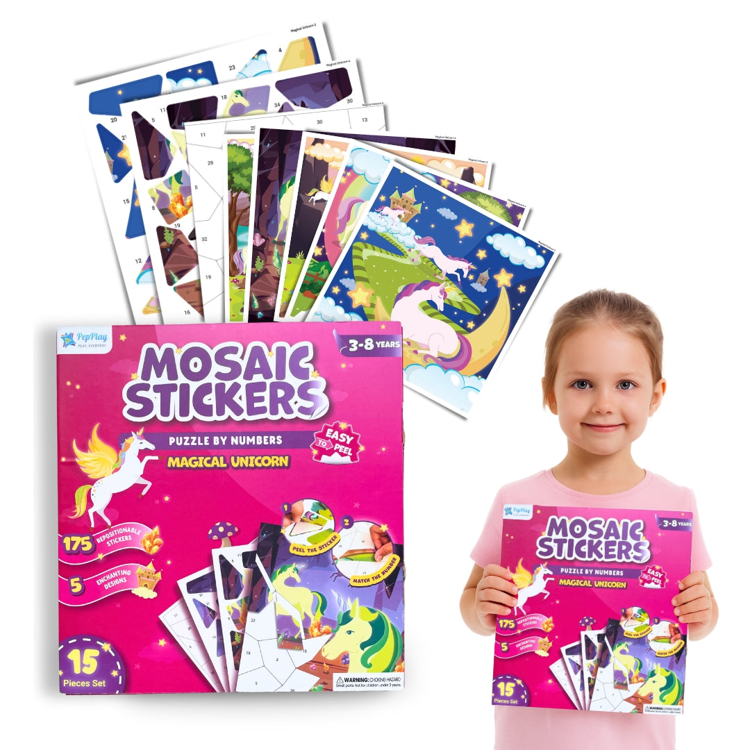 Mosaic Sticker Puzzle By Numbers - Magical Unicorn