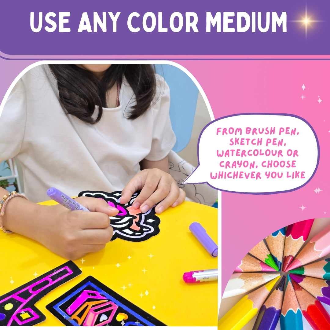 Colour-in Velvet Unicorns and Fairies