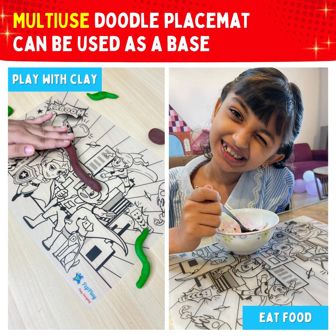 Recolourables Colour & Wipe Placemats - Super Power