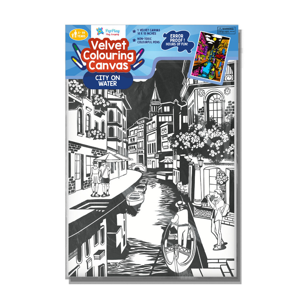 Velvet Colouring Canvas – City on Water