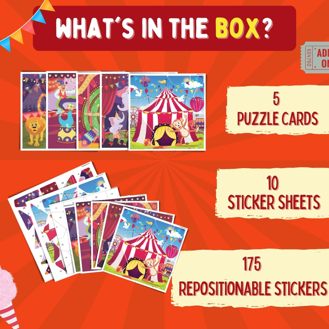 Mosaic Sticker Puzzle By Numbers - Circus Carnival
