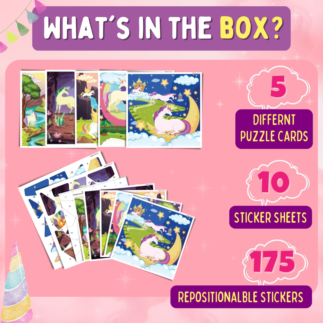 Mosaic Sticker Puzzle By Numbers - Magical Unicorn