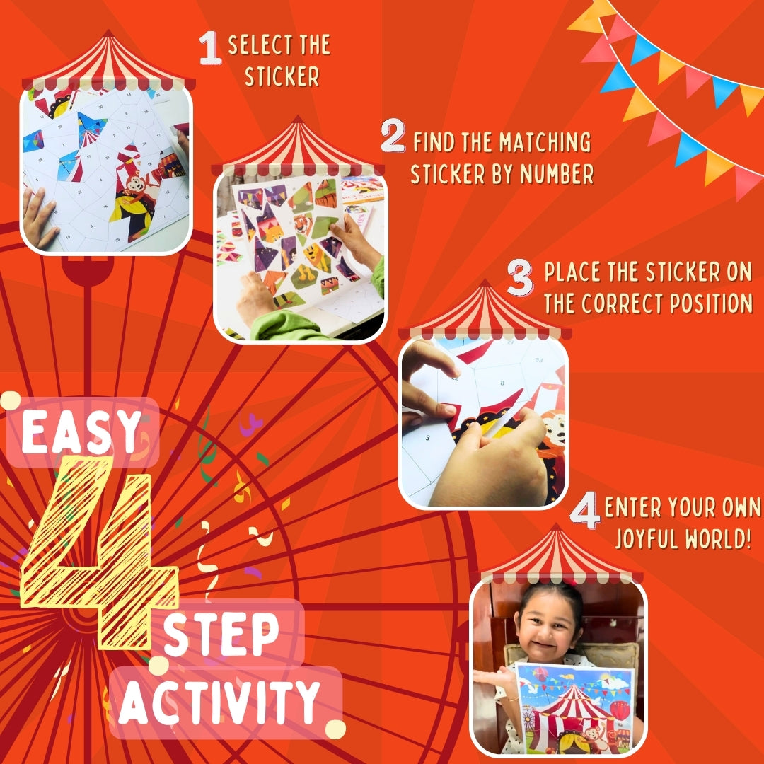 Mosaic Sticker Puzzle By Numbers - Circus Carnival