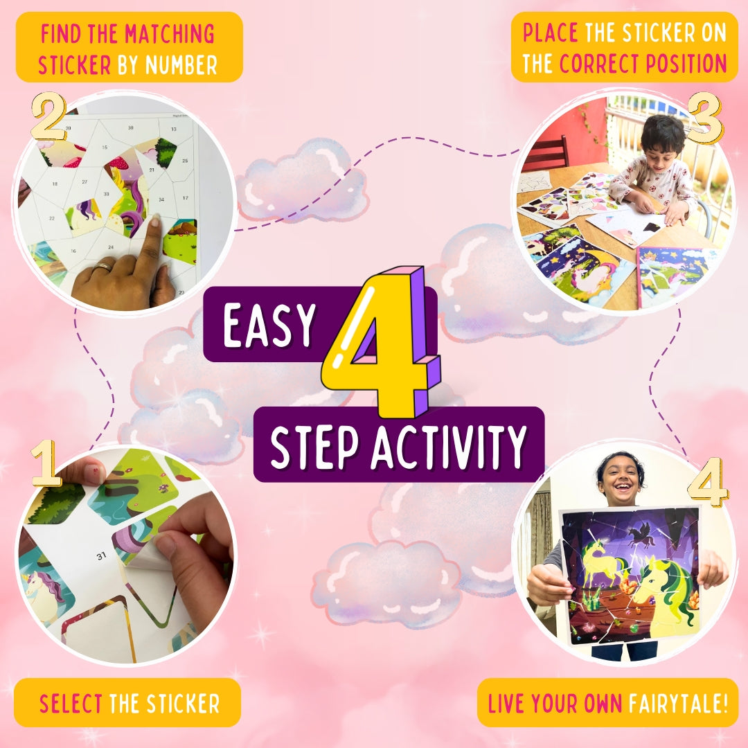 Mosaic Sticker Puzzle By Numbers - Magical Unicorn