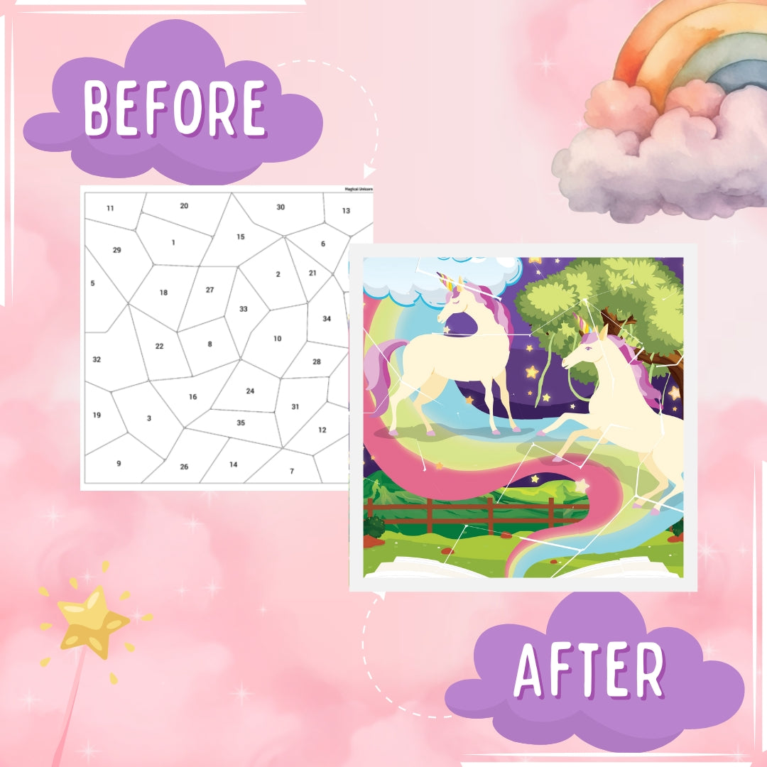 Mosaic Sticker Puzzle By Numbers - Magical Unicorn