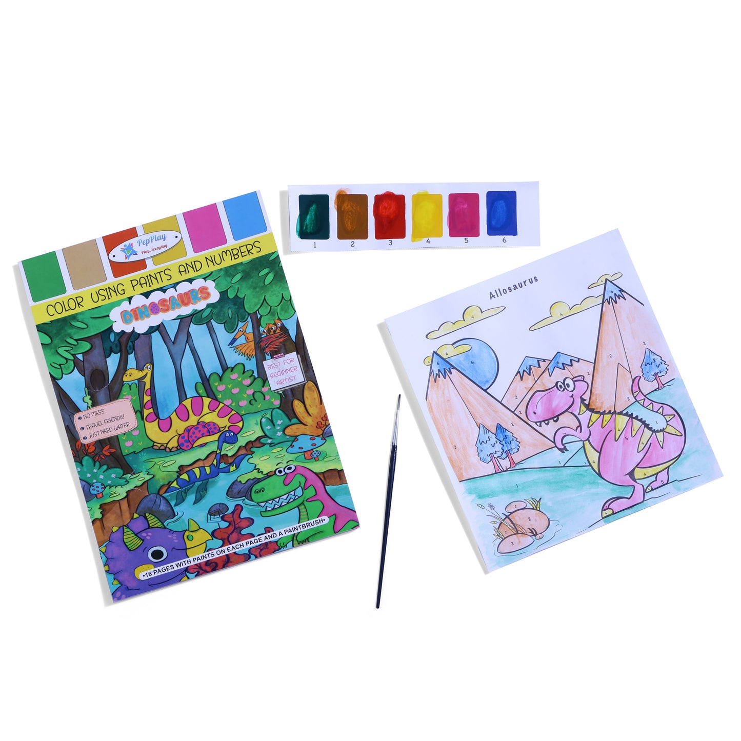Colour Using Paints & Numbers- Dinosaurs