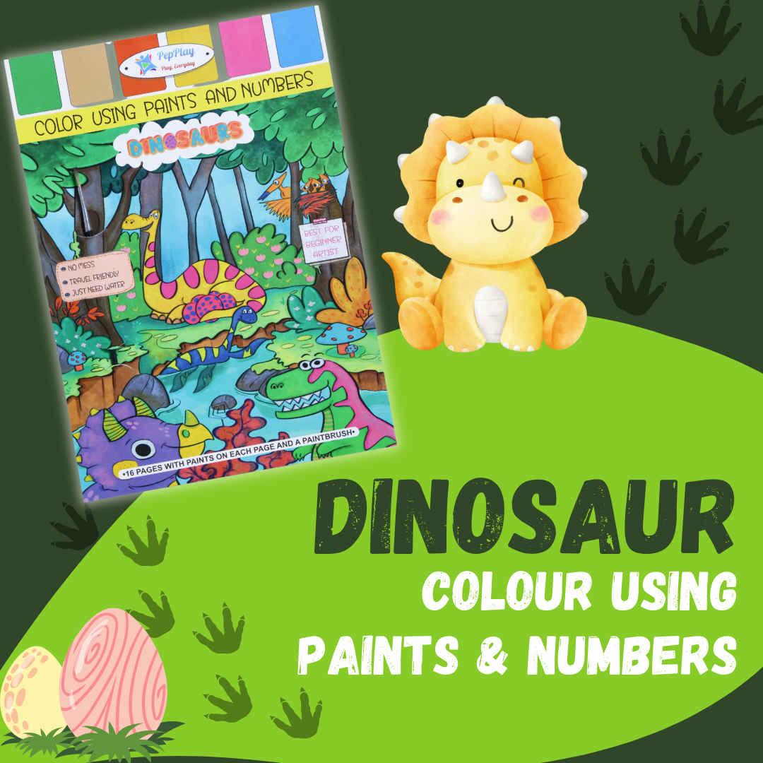 Colour Using Paints & Numbers- Dinosaurs