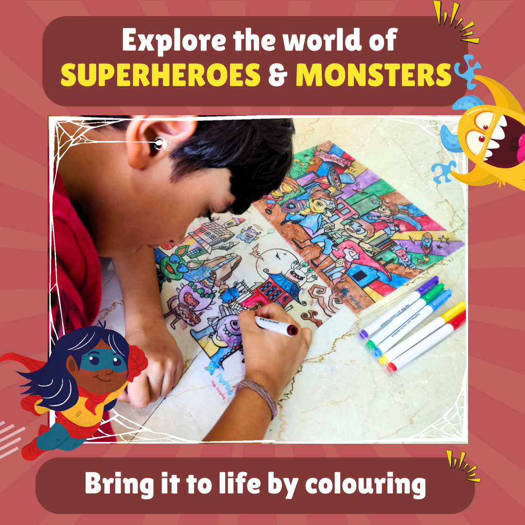 Doodle Placemats Travel Set – Superheroes & Monsters