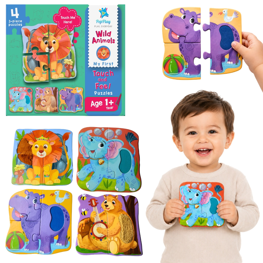 My First Touch & Feel Puzzles - Wild Animals | Sensory Learning for Toddlers | 1+ Years | PepPlay