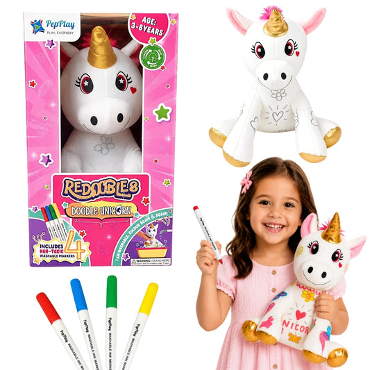Redoobles Doodle Unicorn | Wash, Colour & Reuse Fun | 3+ Years | PepPlay