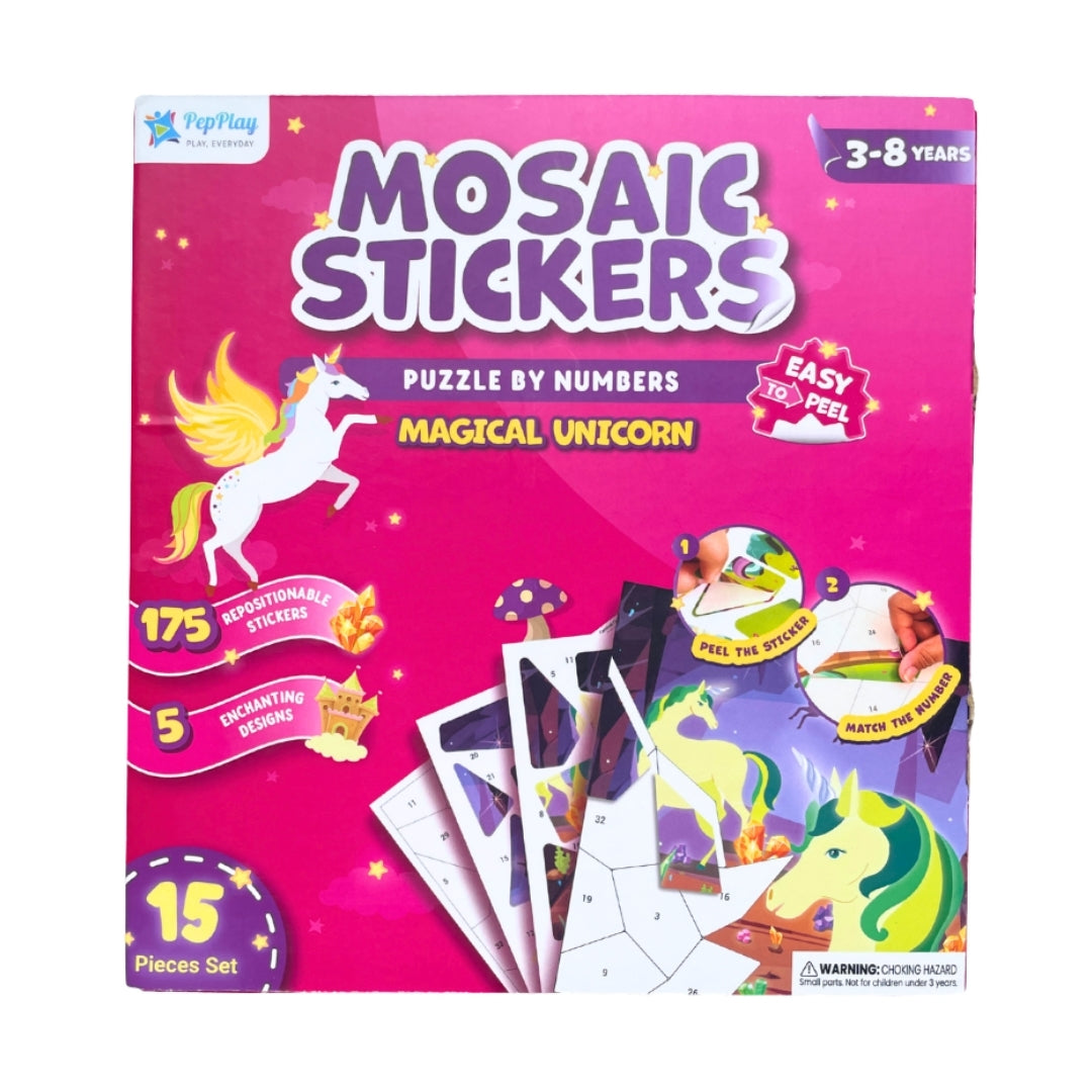 Mosaic Sticker Puzzle By Numbers - Magical Unicorn