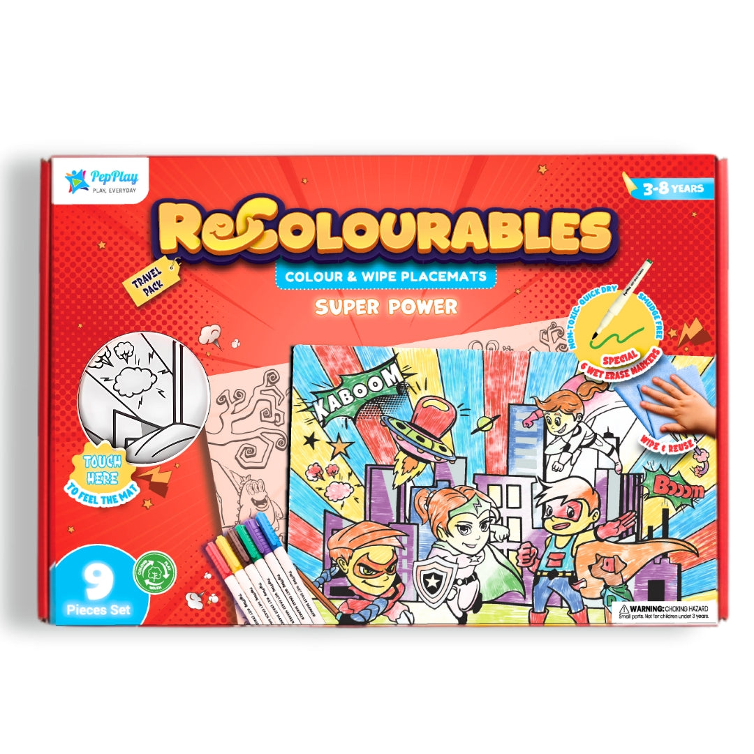 Recolourables Colour & Wipe Placemats - Super Power