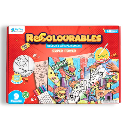 Recolourables Colour & Wipe Placemats - Super Power