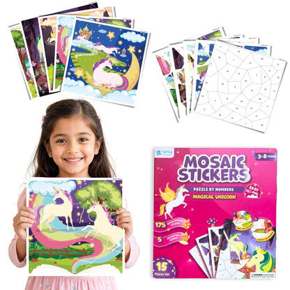 Mosaic Sticker by Number - Magical Unicorn | Boost Focus Through Sticker Art | 4+ Years | PepPlay
