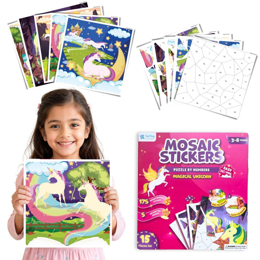 Mosaic Sticker by Number - Magical Unicorn | Boost Focus Through Sticker Art | 4+ Years | PepPlay