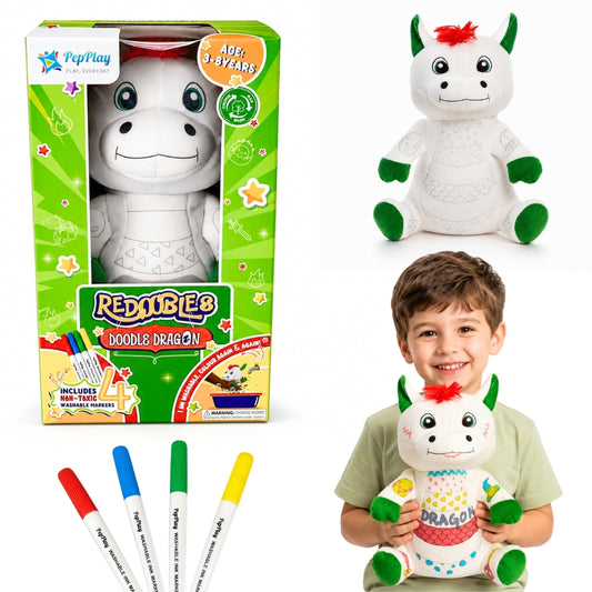 Redoobles Doodle Dragon | Wash, Colour & Reuse Fun | 3+ Years | PepPlay