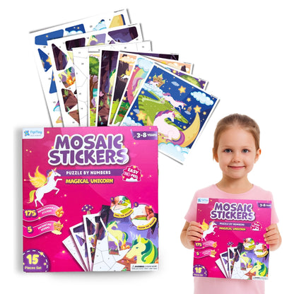 Mosaic Sticker Puzzle By Numbers - Magical Unicorn