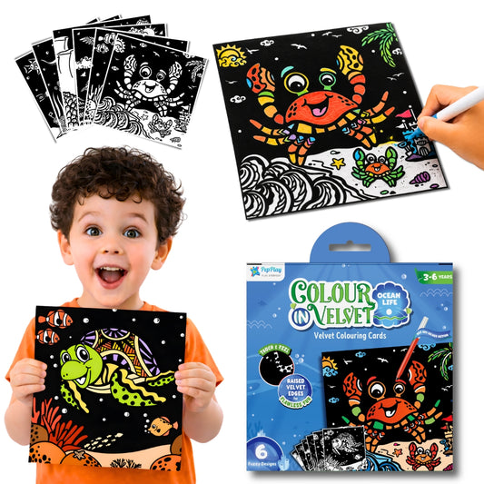 Colour in Velvet - Ocean Life | Mess-Free Colouring Fun | 3+ Years | PepPlay