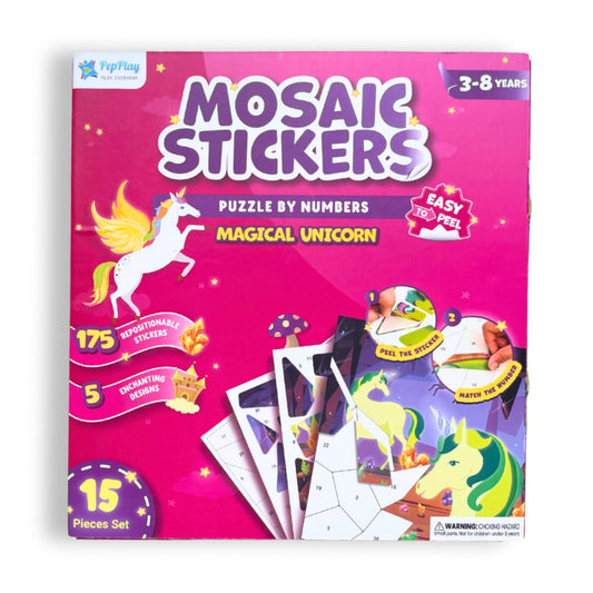 Mosaic Sticker Puzzle By Numbers - Magical Unicorn