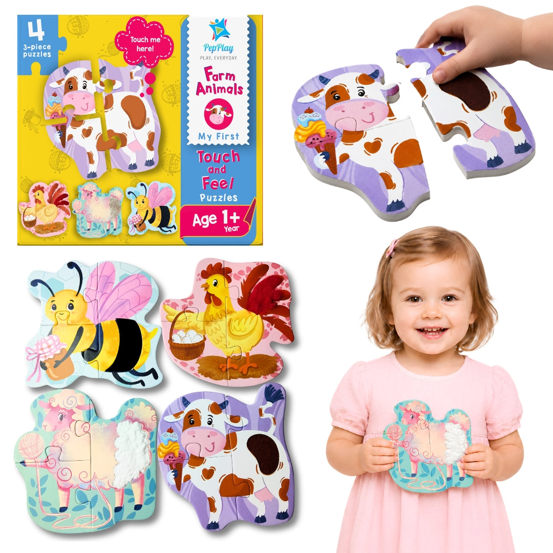 My First Touch & Feel Puzzles - Farm Animals | Sensory Learning for Toddlers | 1+ Years | PepPlay
