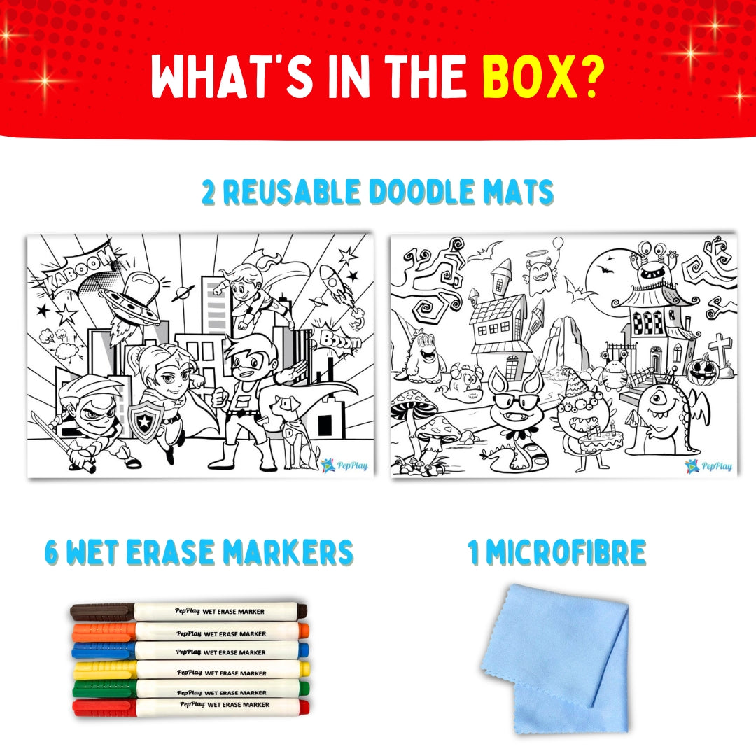 Recolourables Colour & Wipe Placemats - Super Power