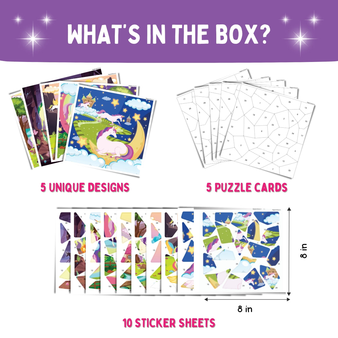 Mosaic Sticker Puzzle By Numbers - Magical Unicorn
