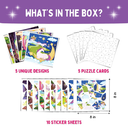 Mosaic Sticker Puzzle By Numbers - Magical Unicorn