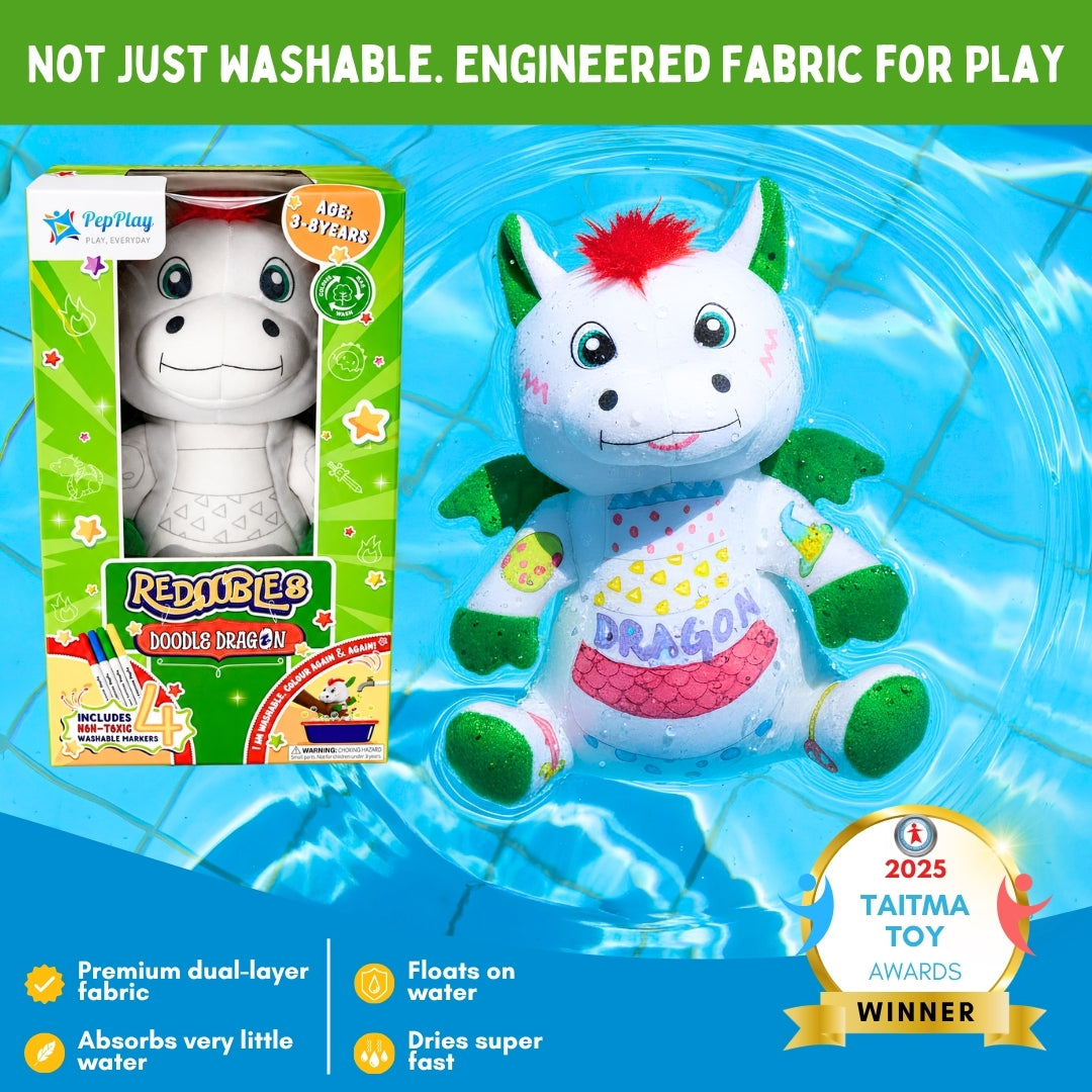 Redoobles Doodle Dragon | Wash, Colour & Reuse Fun | 3+ Years | PepPlay