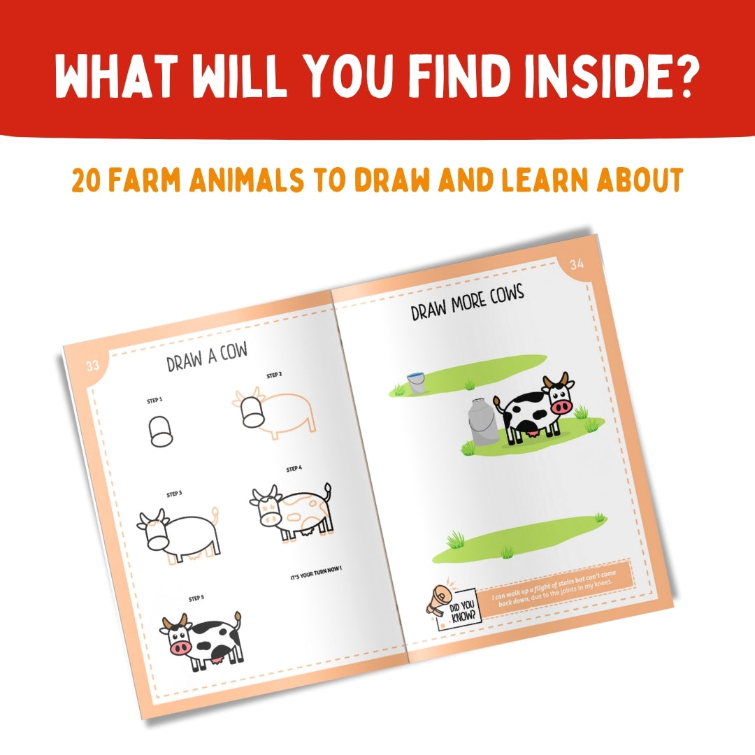 Step by Step Drawing Book – Cute Farm Animals