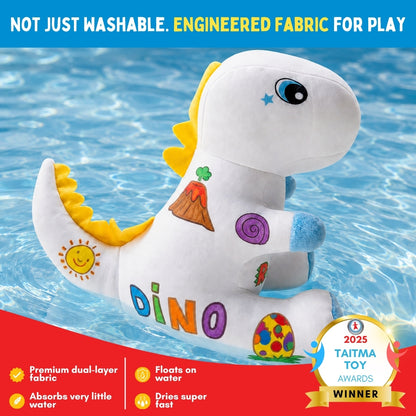 PepPlay Redoobles Doodle Dinosaur- Color, Wash & Reuse Plush Toy for Kids 3-8 Years 4 Non-Toxic Washable Markers