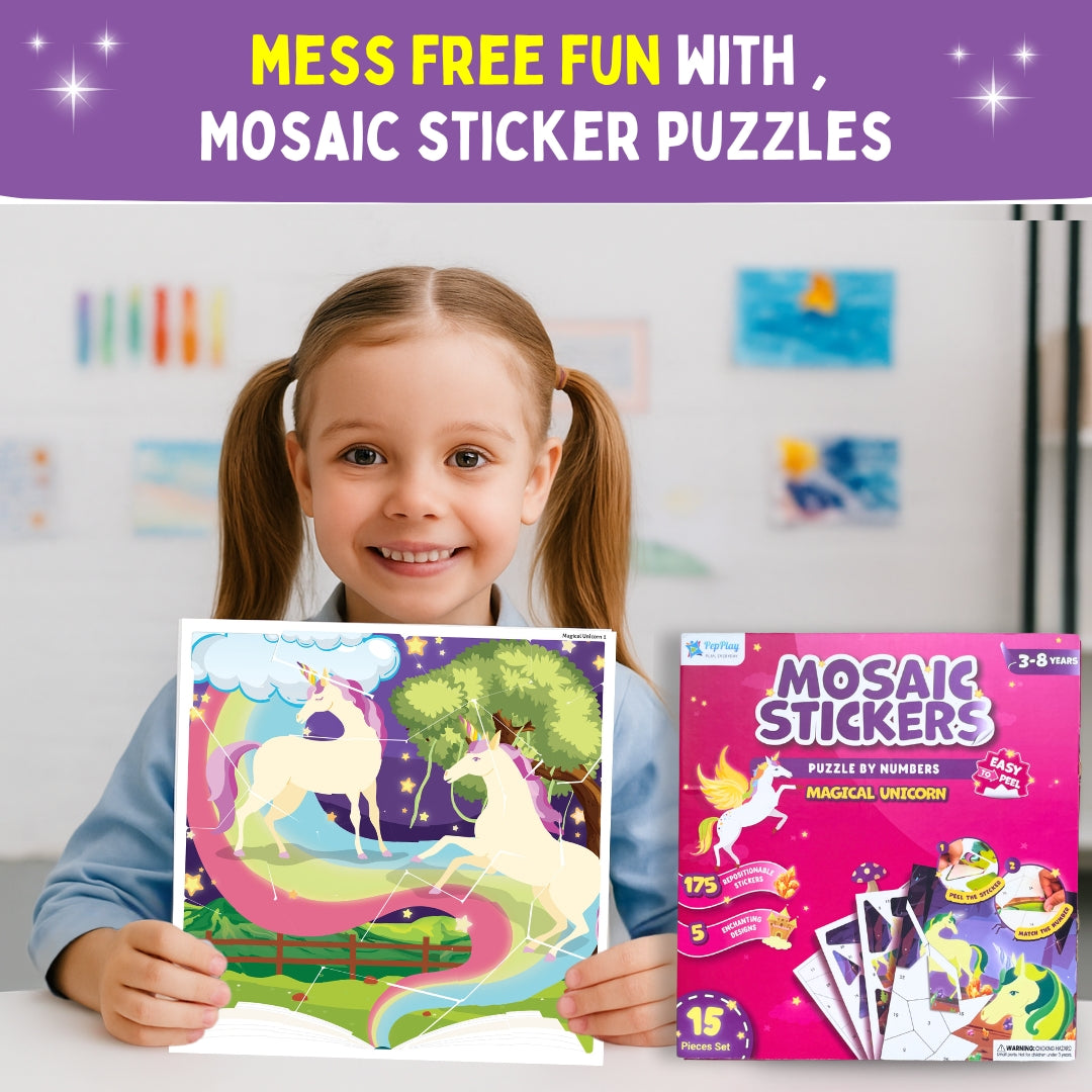 Mosaic Sticker Puzzle By Numbers - Magical Unicorn