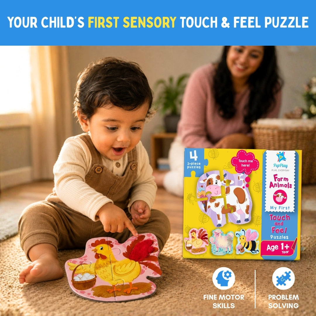 My First Touch & Feel Puzzles - Farm Animals | Sensory Learning for Toddlers | 1+ Years | PepPlay