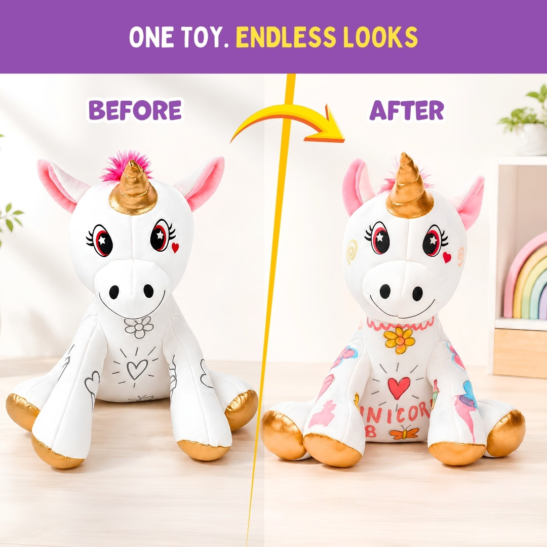 Redoobles Doodle Unicorn | Wash, Colour & Reuse Fun | 3+ Years | PepPlay