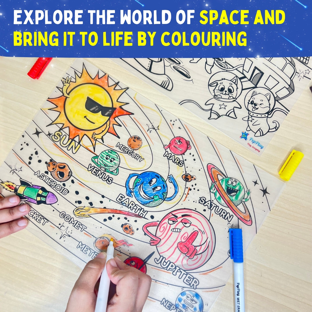 Recolourables Colour & Wipe Placemats - Space Saga