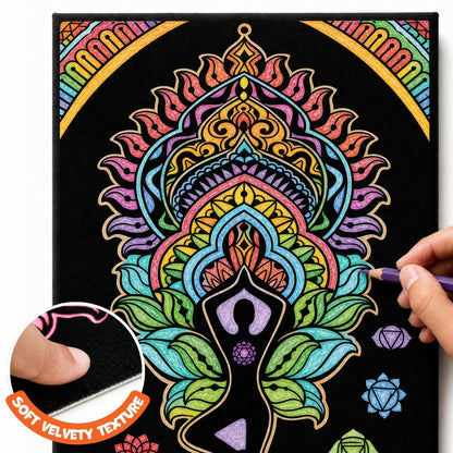 PepPlay Velvet Colouring Canvas, Set of 2 – Wellness Series Mindful Yoga & Healthy Be Happy - Wellness Combo