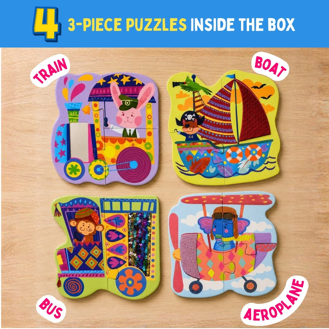 My First Touch & Feel Puzzles - Colourful Vehicles | Sensory Learning for Toddlers | 1+ Years | PepPlay