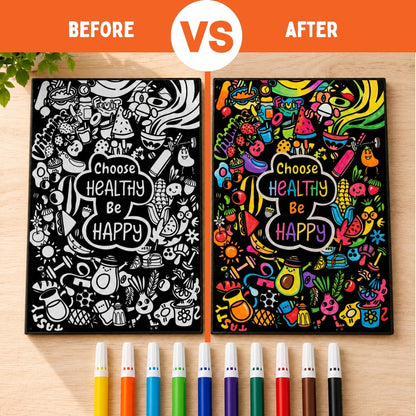 PepPlay Velvet Colouring Canvas, Set of 2 – Wellness Series Mindful Yoga & Healthy Be Happy - Wellness Combo