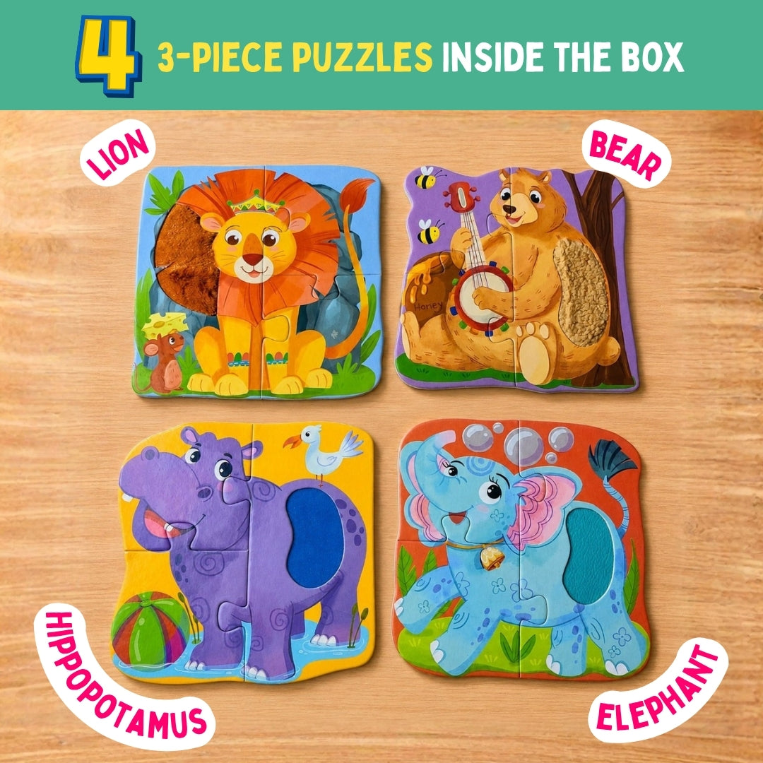 My First Touch & Feel Puzzles - Wild Animals | Sensory Learning for Toddlers | 1+ Years | PepPlay