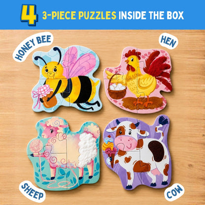 My First Touch & Feel Puzzles - Farm Animals | Sensory Learning for Toddlers | 1+ Years | PepPlay