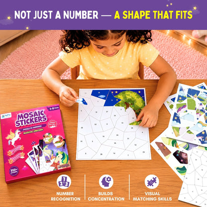 Mosaic Sticker by Number - Magical Unicorn | Boost Focus Through Sticker Art | 4+ Years | PepPlay