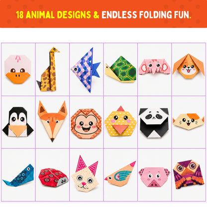 PepPlay Origami Art Animal Kingdom Safari Pack for Kids 3-12 Years | 108 Double Sided Origami Sheets | 18 Animal Designs, 200+ Stickers, Booklet + QR Video Tutorials
