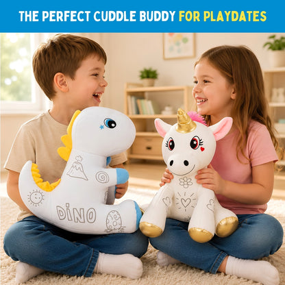 PepPlay Redoobles Doodle Dinosaur- Color, Wash & Reuse Plush Toy for Kids 3-8 Years 4 Non-Toxic Washable Markers