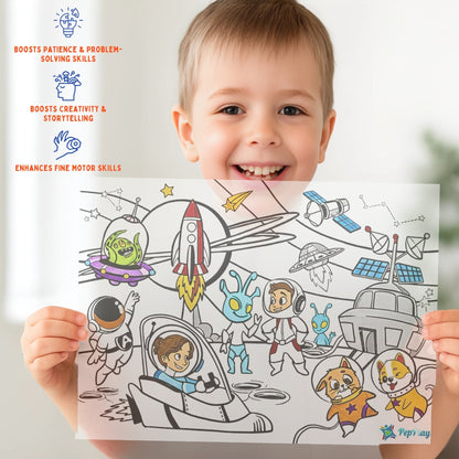 Recolourables Colour & Wipe Placemats - Space Saga