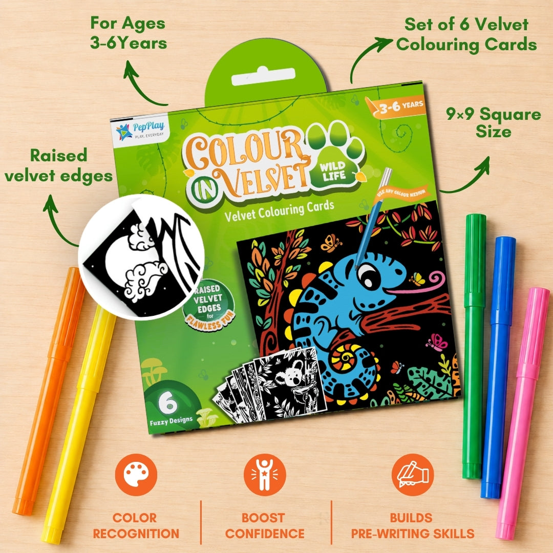 Colour in Velvet - Wild Life | Mess-Free Colouring Fun | 3+ Years | PepPlay