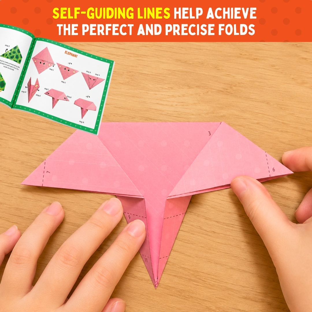 PepPlay Origami Art Animal Kingdom Safari Pack for Kids 3-12 Years | 108 Double Sided Origami Sheets | 18 Animal Designs, 200+ Stickers, Booklet + QR Video Tutorials