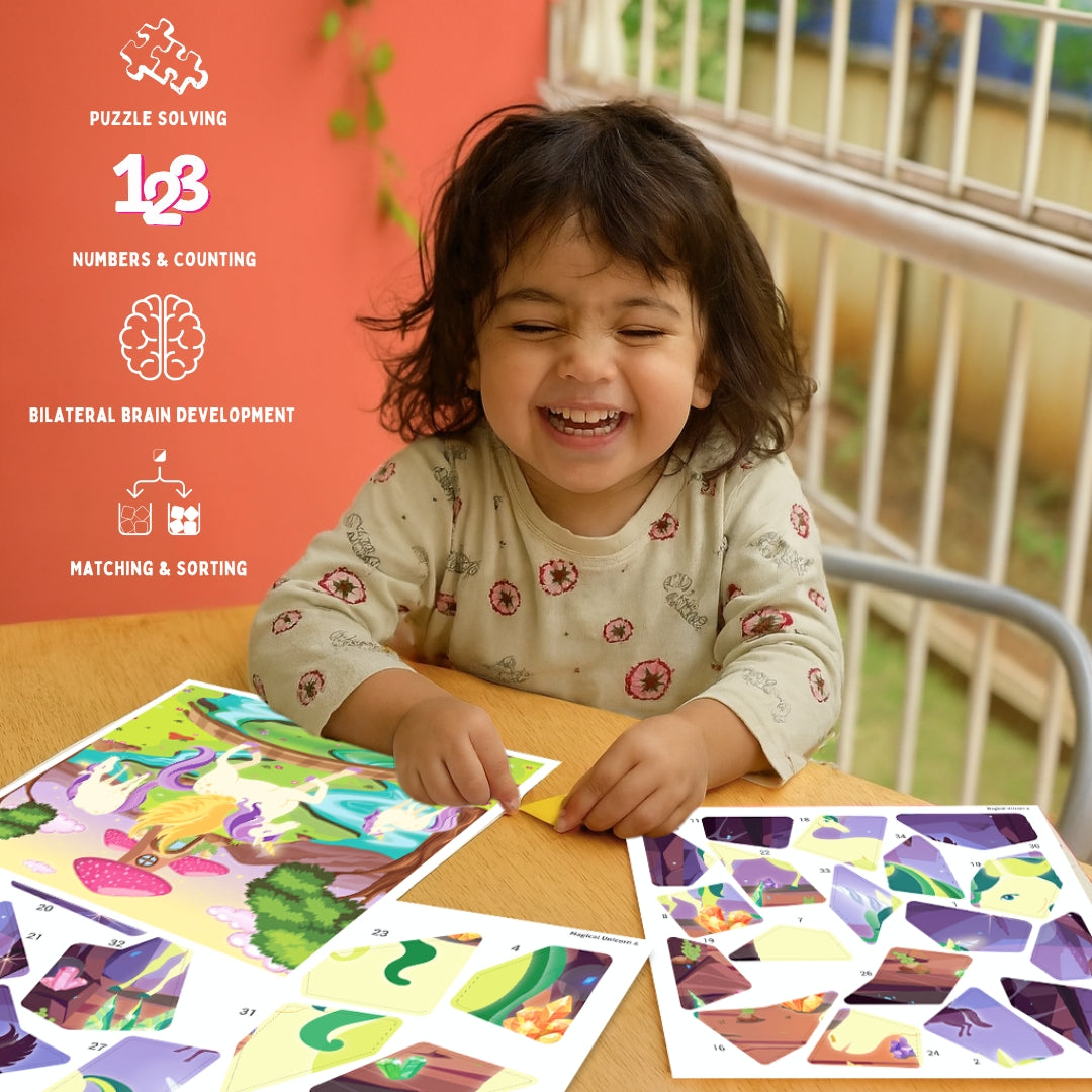 Mosaic Sticker Puzzle By Numbers - Magical Unicorn