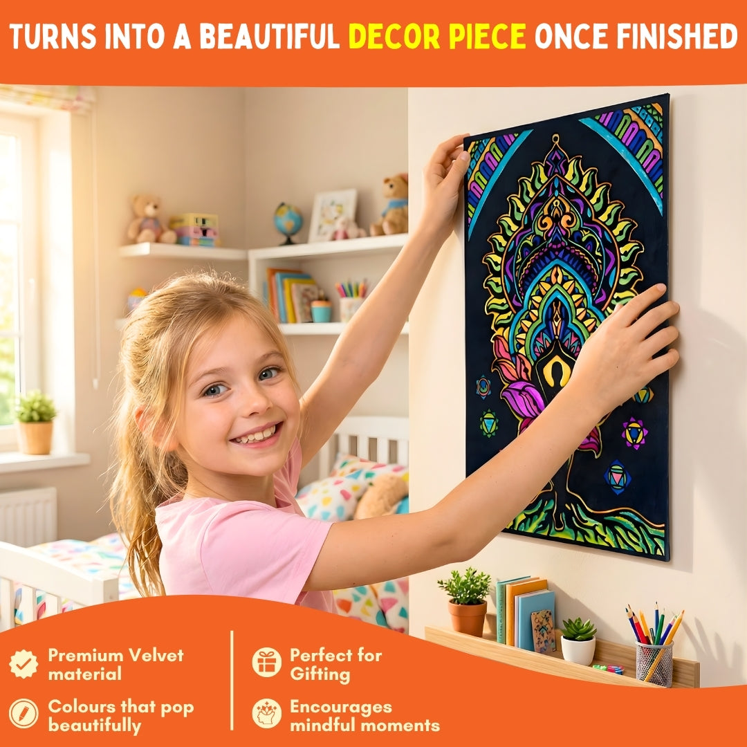 Velvet Colouring Posters - Mindful Yoga | Creative Mindful Colouring | 8+ Years | PepPlay