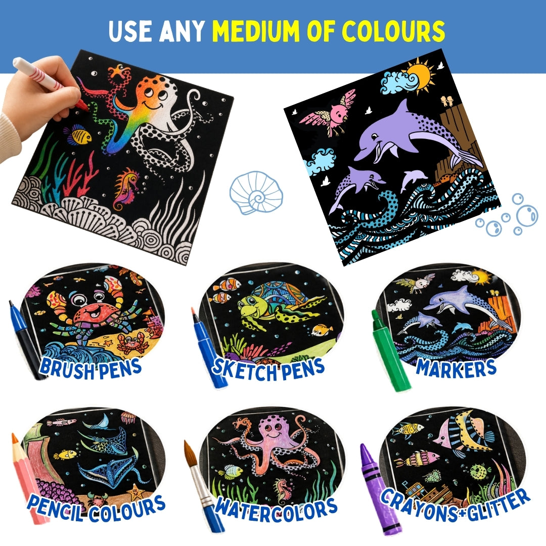 Colour in Velvet - Ocean Life | Mess-Free Colouring Fun | 3+ Years | PepPlay