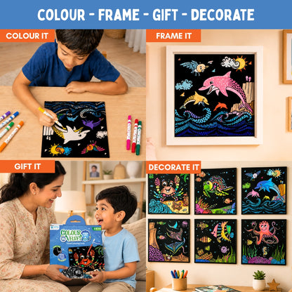 Colour in Velvet - Ocean Life | Mess-Free Colouring Fun | 3+ Years | PepPlay