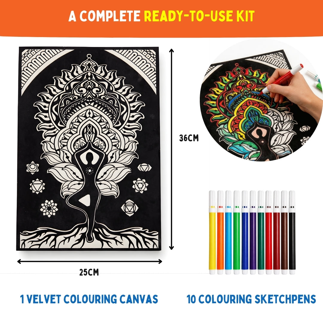 Velvet Colouring Posters - Mindful Yoga | Creative Mindful Colouring | 8+ Years | PepPlay